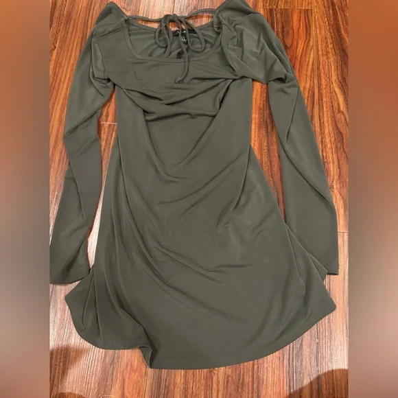 olive green dress forever 21 Forever 21 Women's Midi Pullover Dress Size Large Olive Military Green Stretch